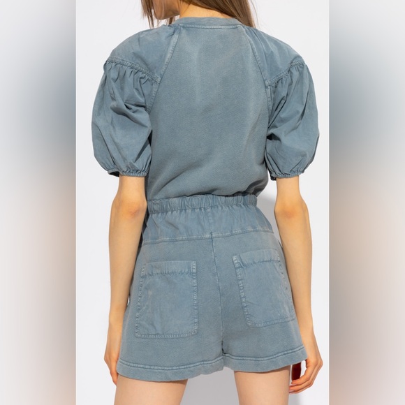 Ulla Johnson Blue Owen Puff Sleeve Jumpsuit Romper XS resort wear vacation FLAWS - Picture 3 of 14